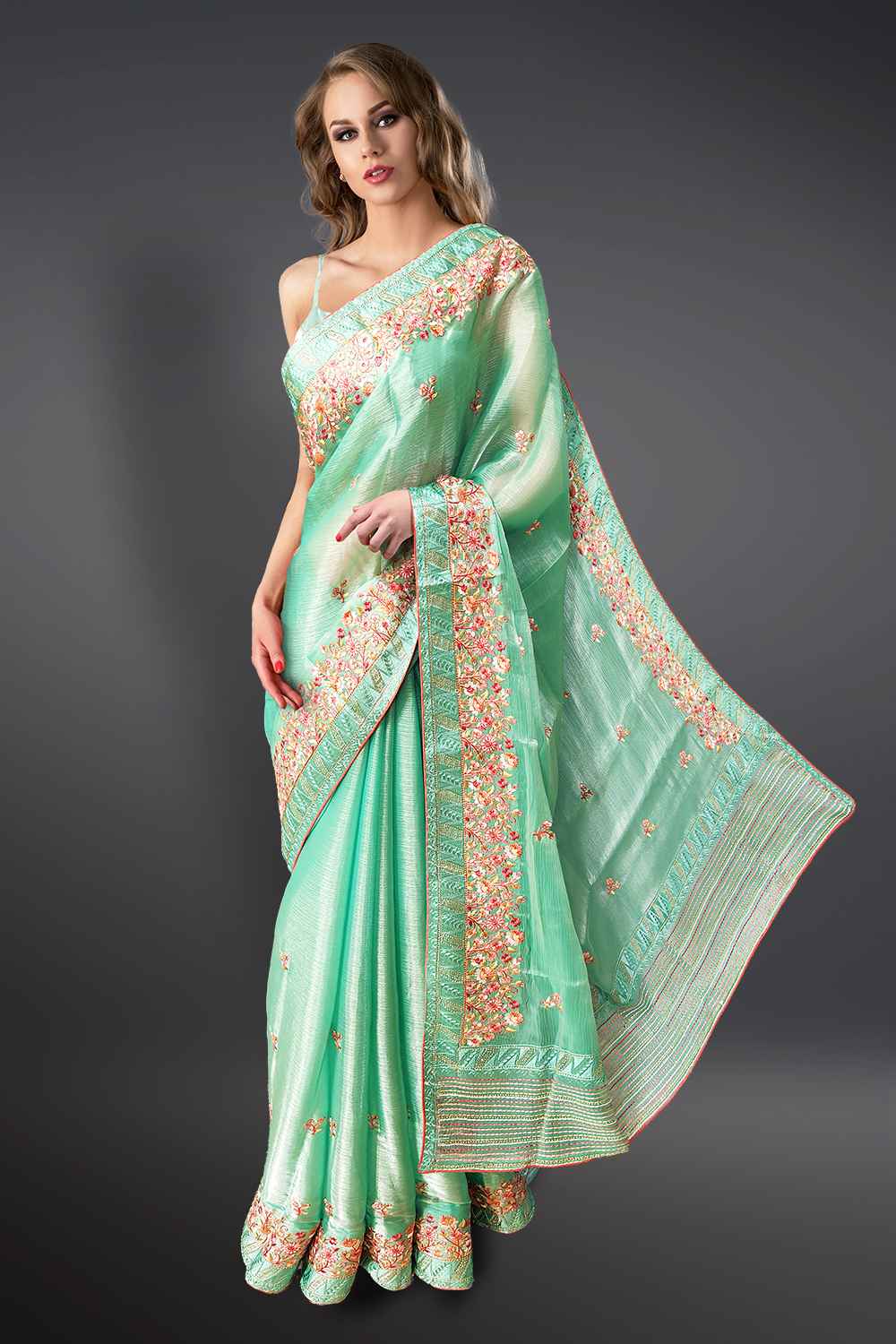 Thread Work Organza Saree