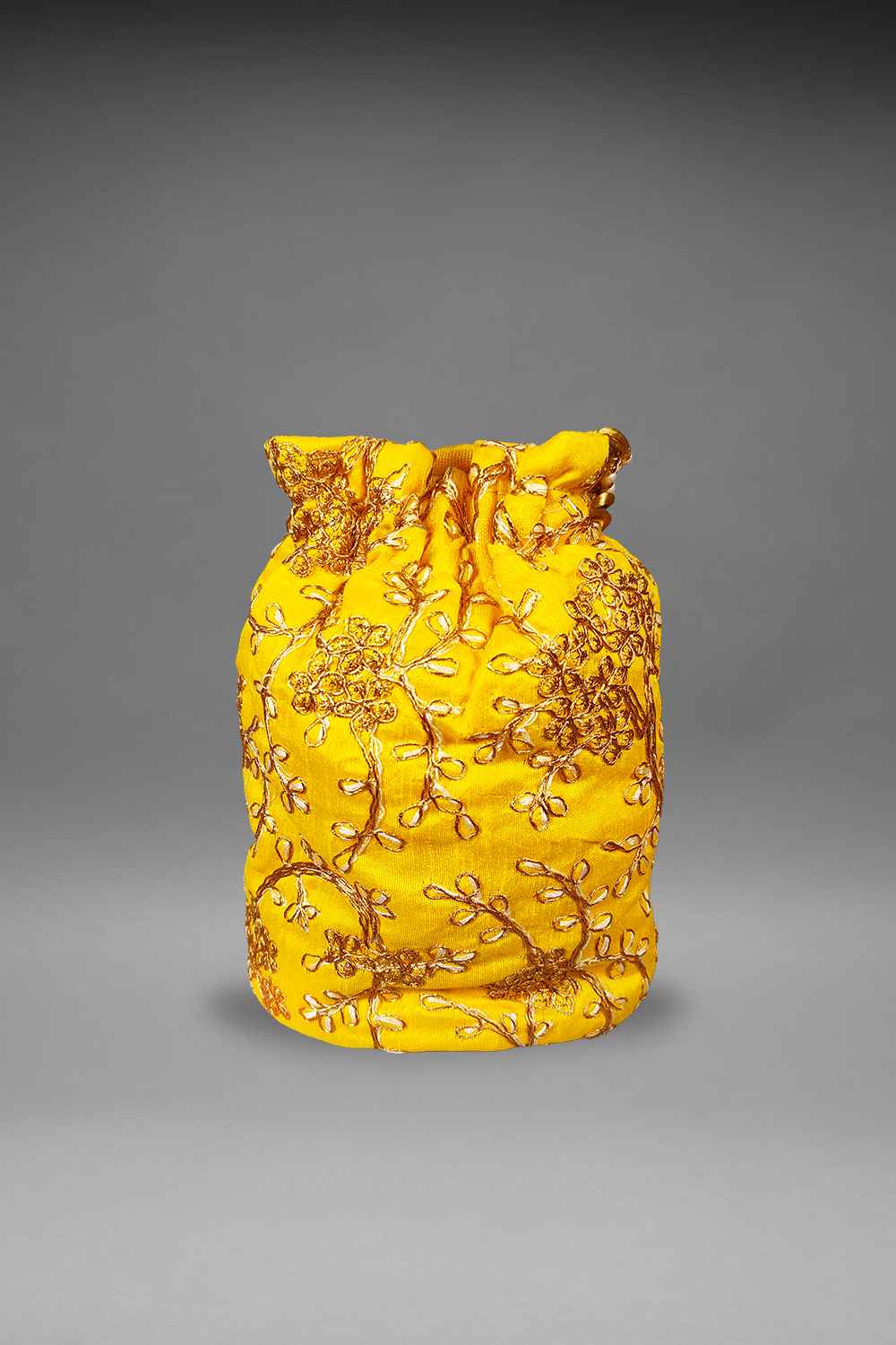 Yellow Embroidered Potli Bag