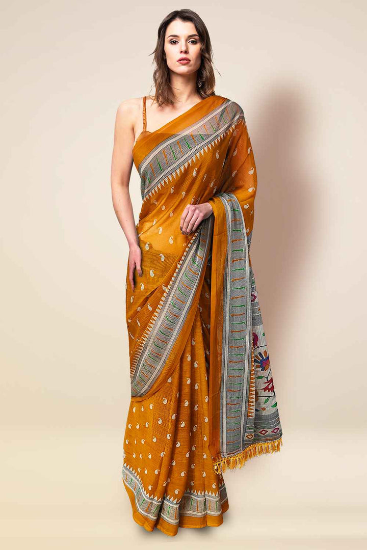 Yellow Georgette Saree