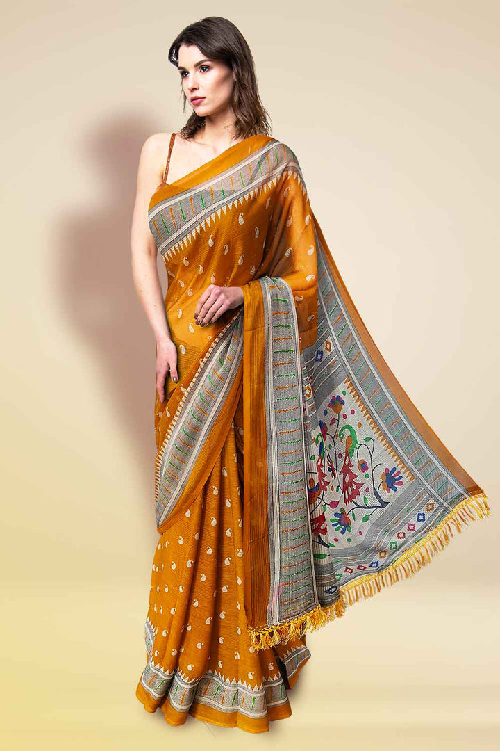 Yellow Georgette Saree