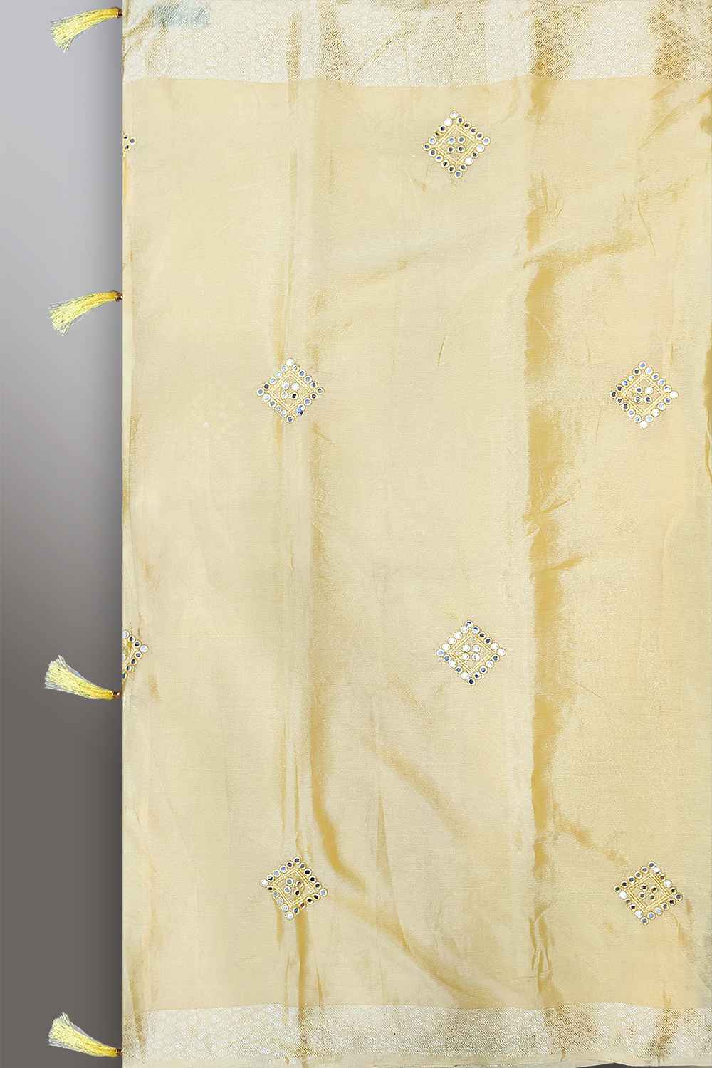 Yellow Mirror Work Saree