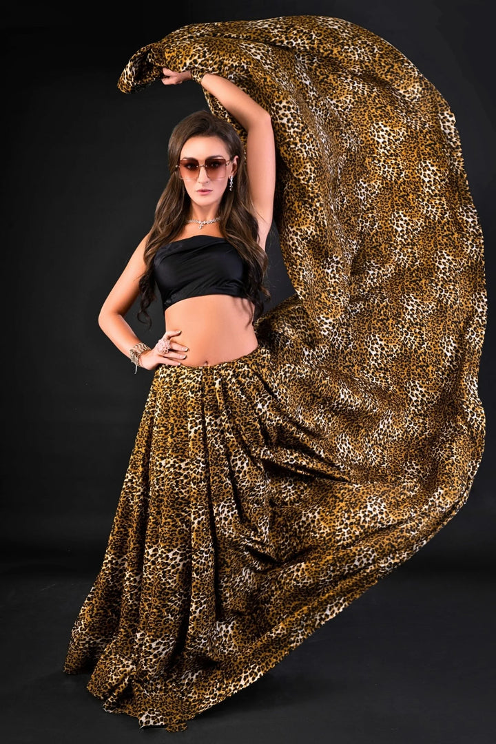 Smooth crepe fabric of Leopard Print Saree