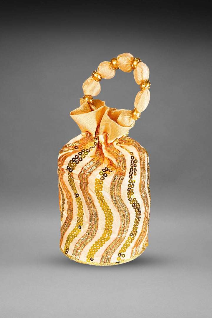 beige sequin potli bag