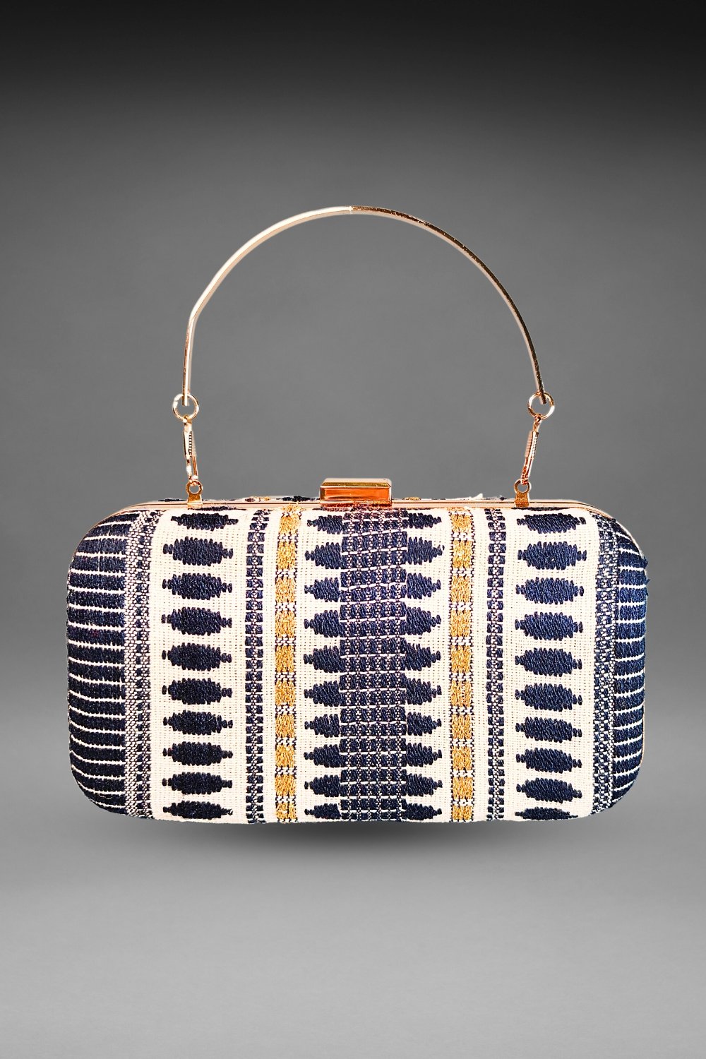 Black and White Threadwork Clutch