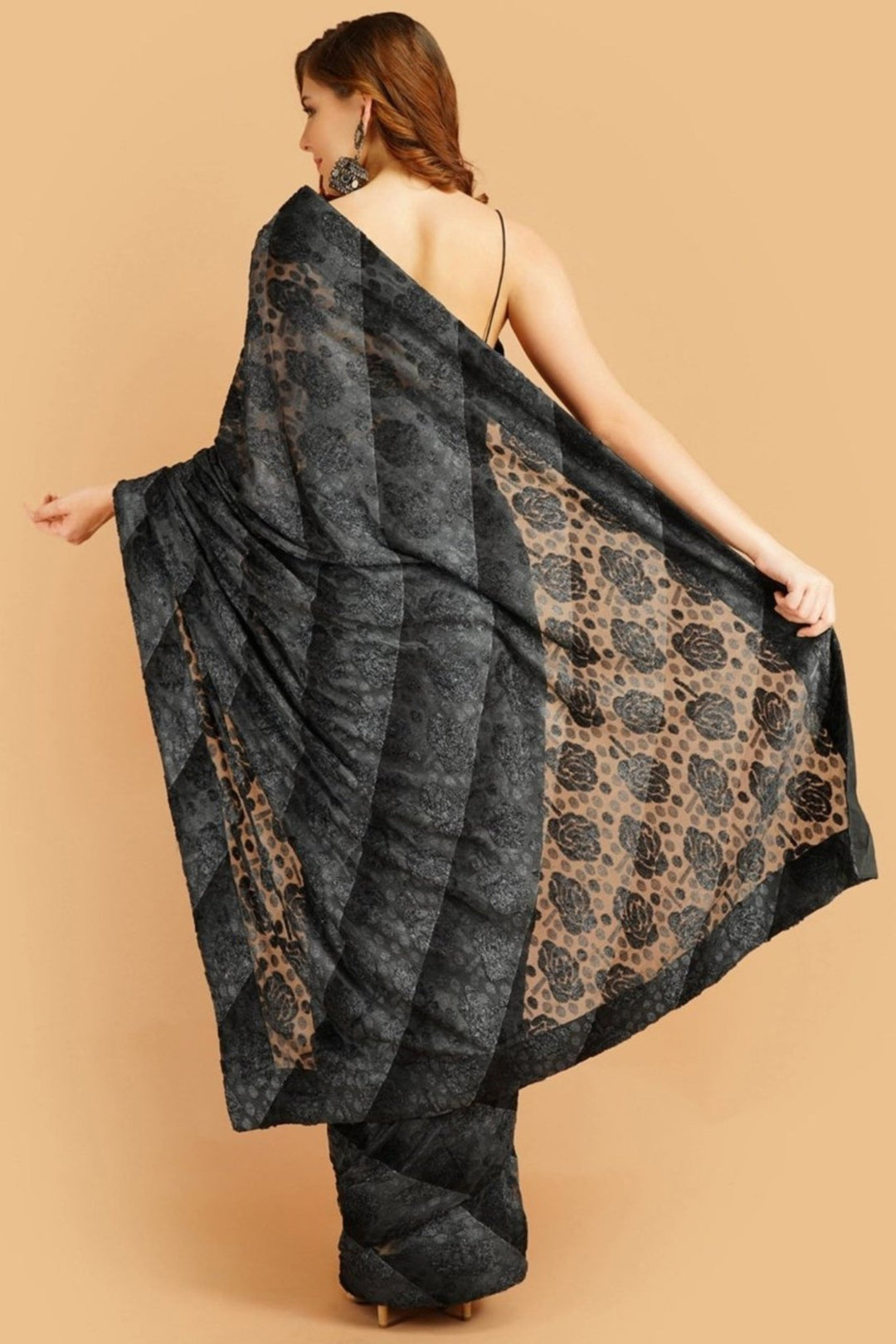 black designer saree - black designer sarees for wedding