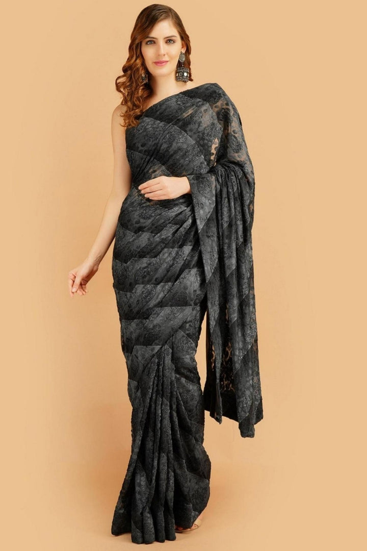 black designer saree - black designer sarees for wedding