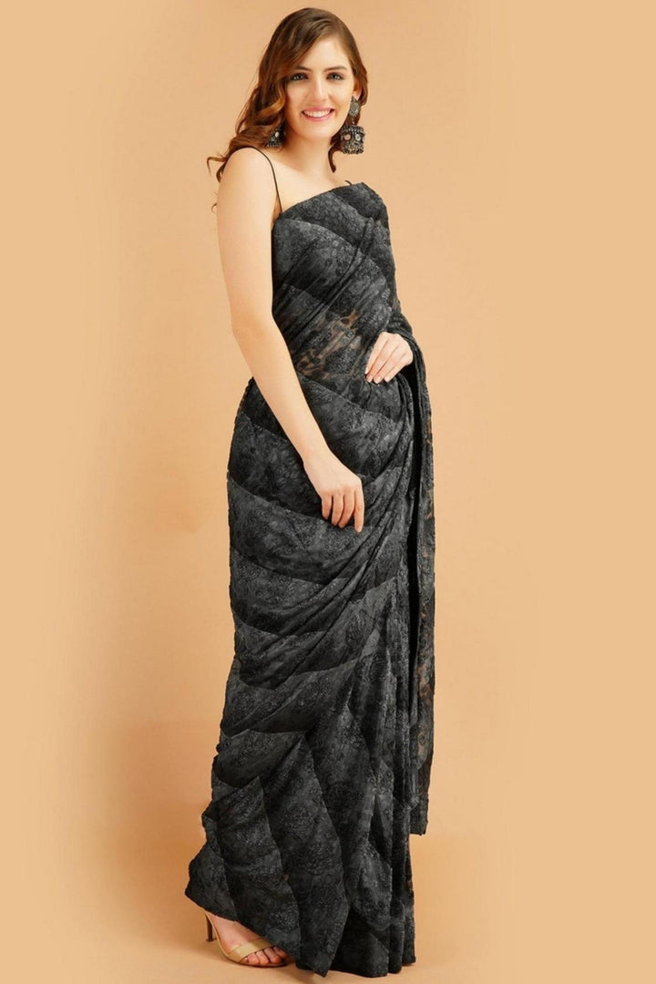 black designer saree - black designer sarees for wedding