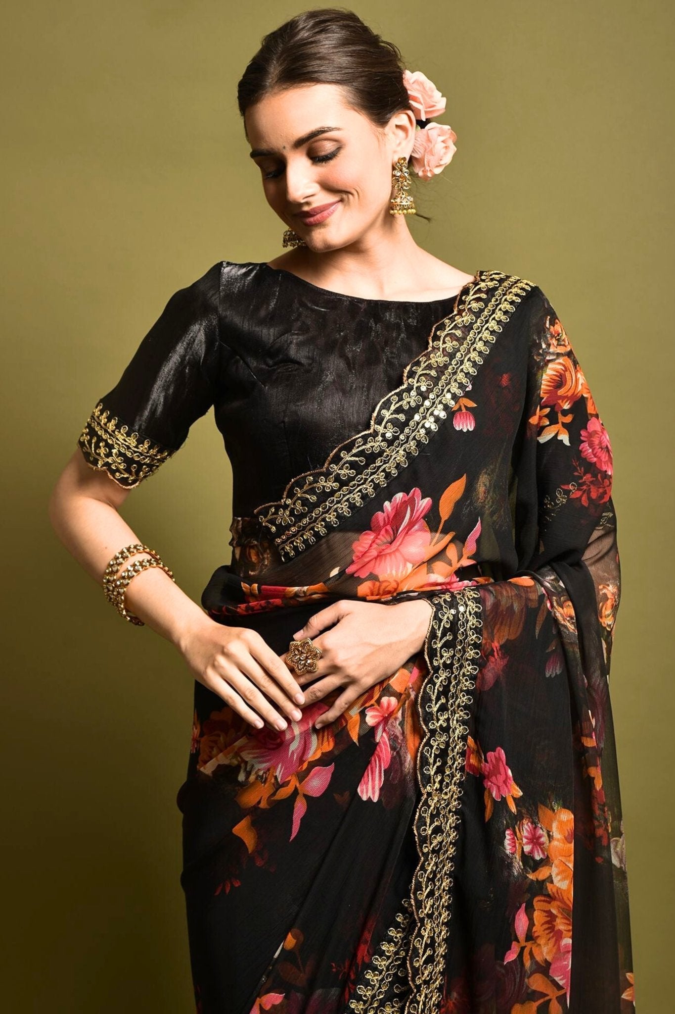 Wedding Wear Designer Silk Black Saree With Broad Border – TheDesignerSaree