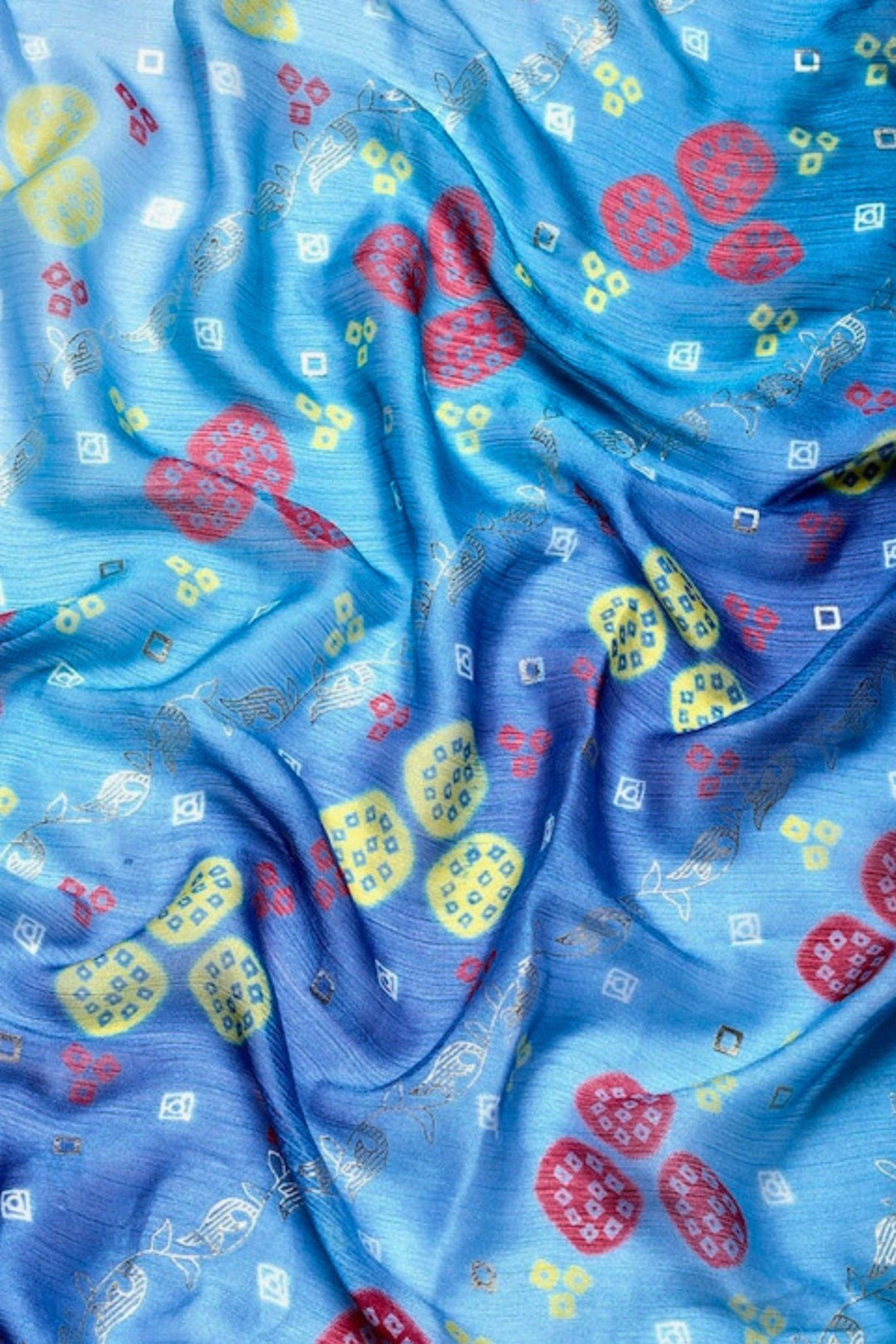 blue bandhani saree - sky blue bandhani saree 