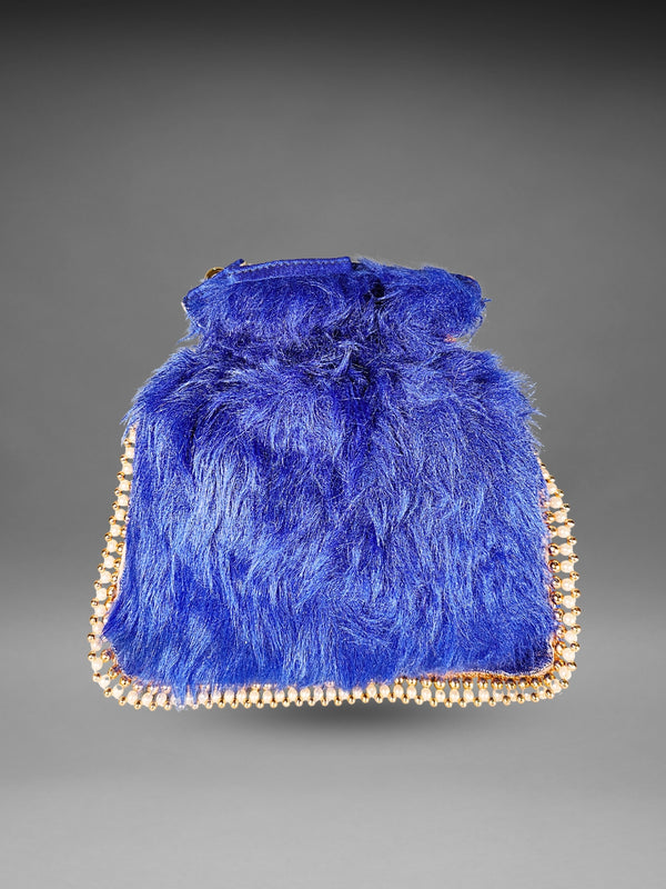 Blue Fur Potli Bag