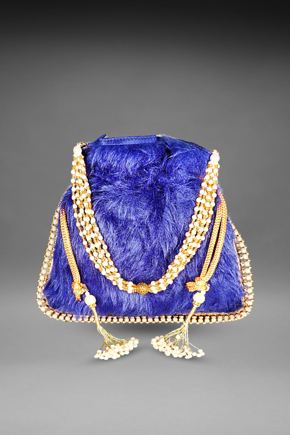 Blue Fur Potli Bag