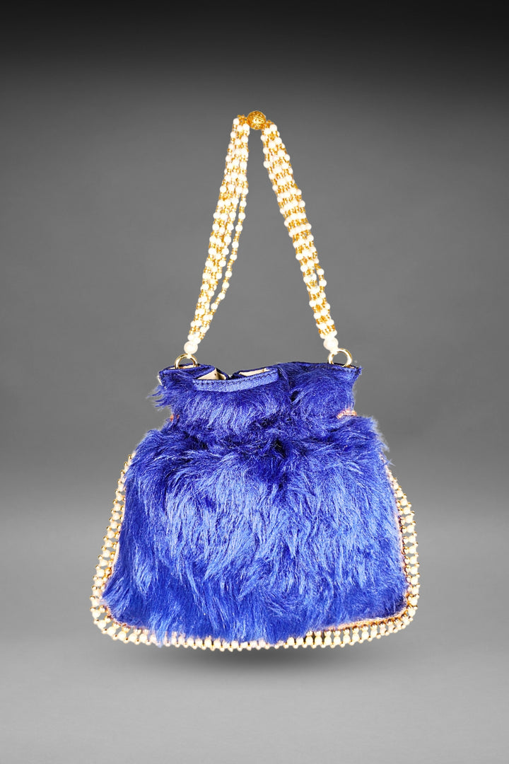 Blue Fur Potli Bag