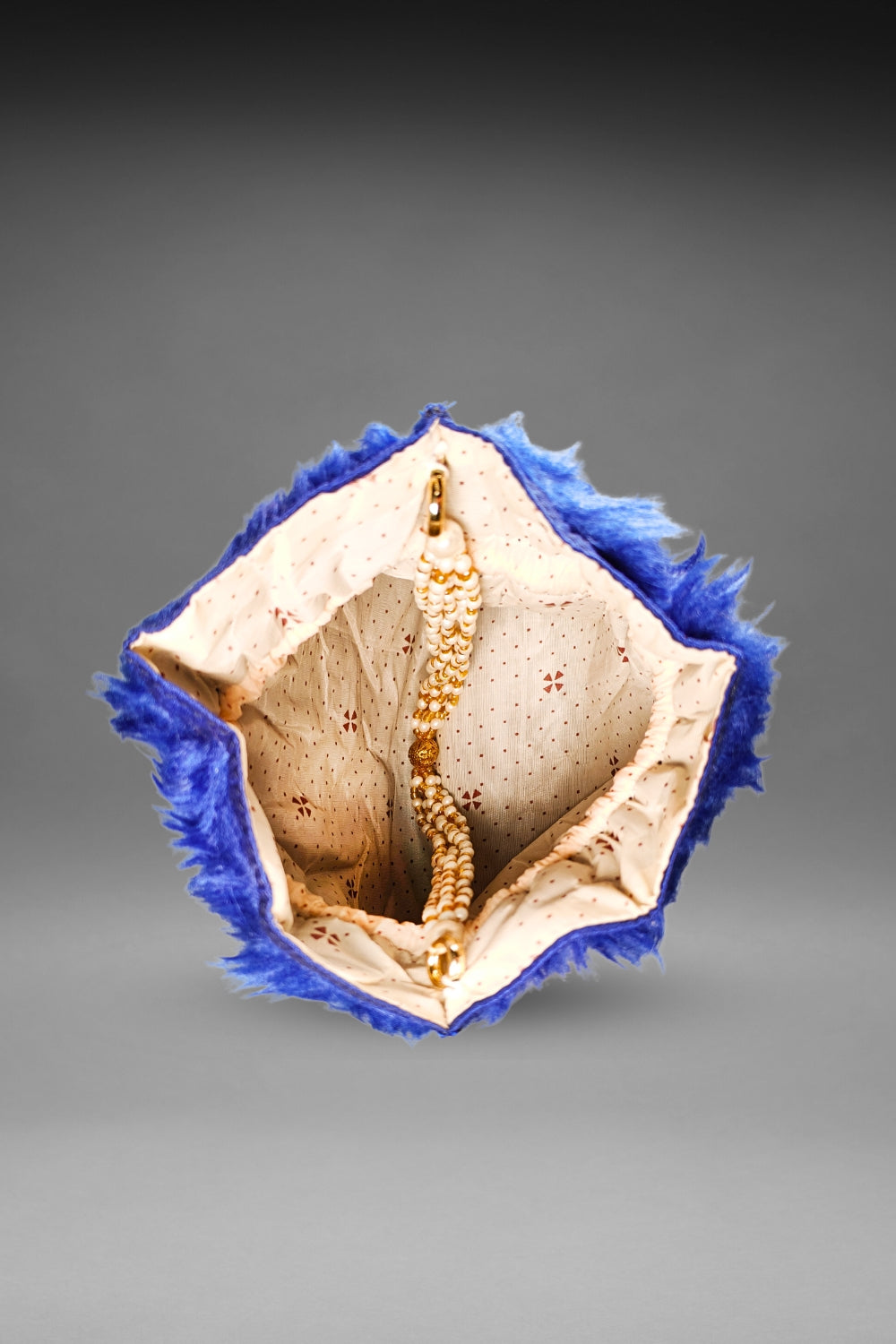 Blue Fur Potli Bag
