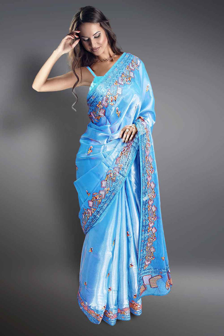 Blue Organza Saree