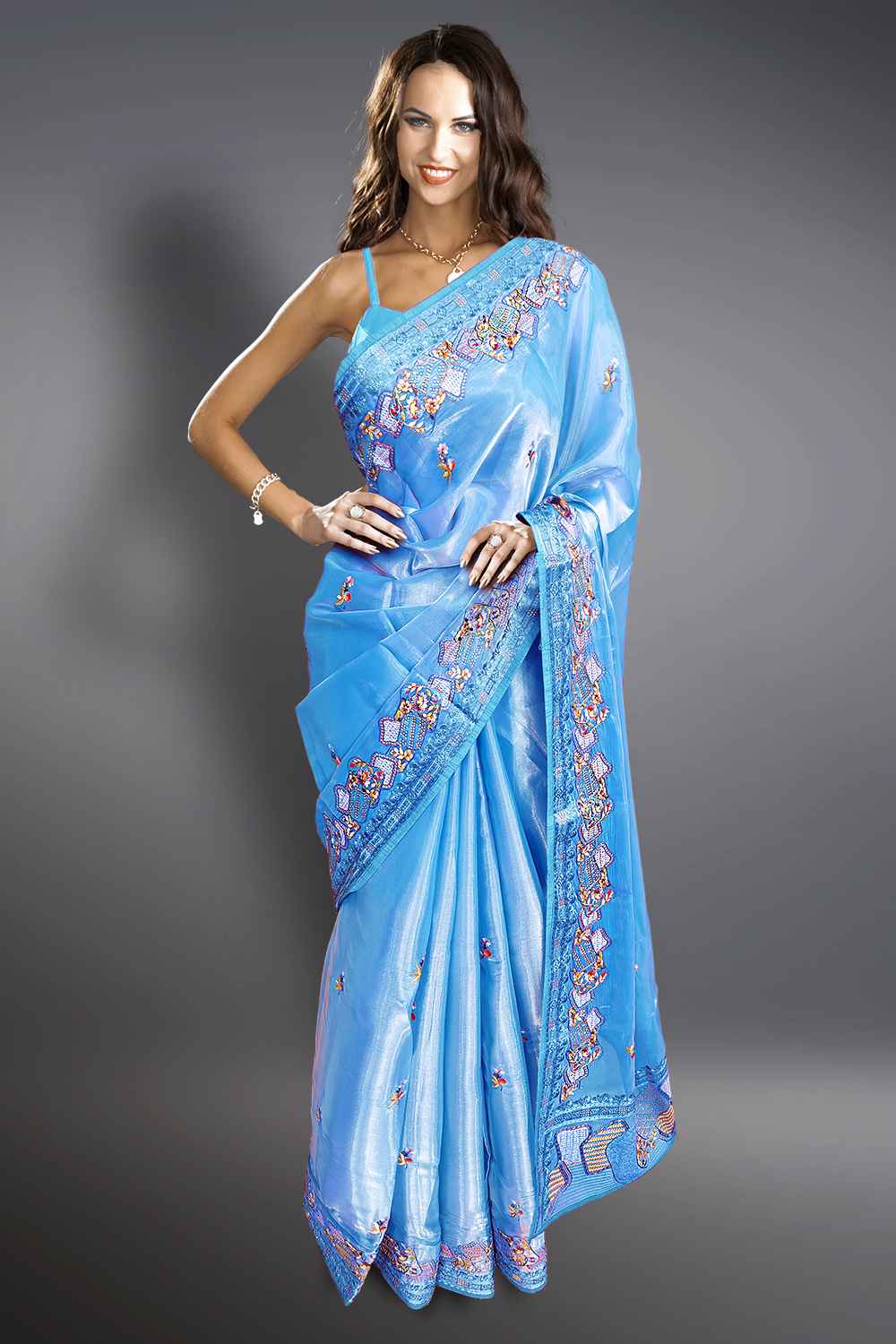 Blue Organza Saree