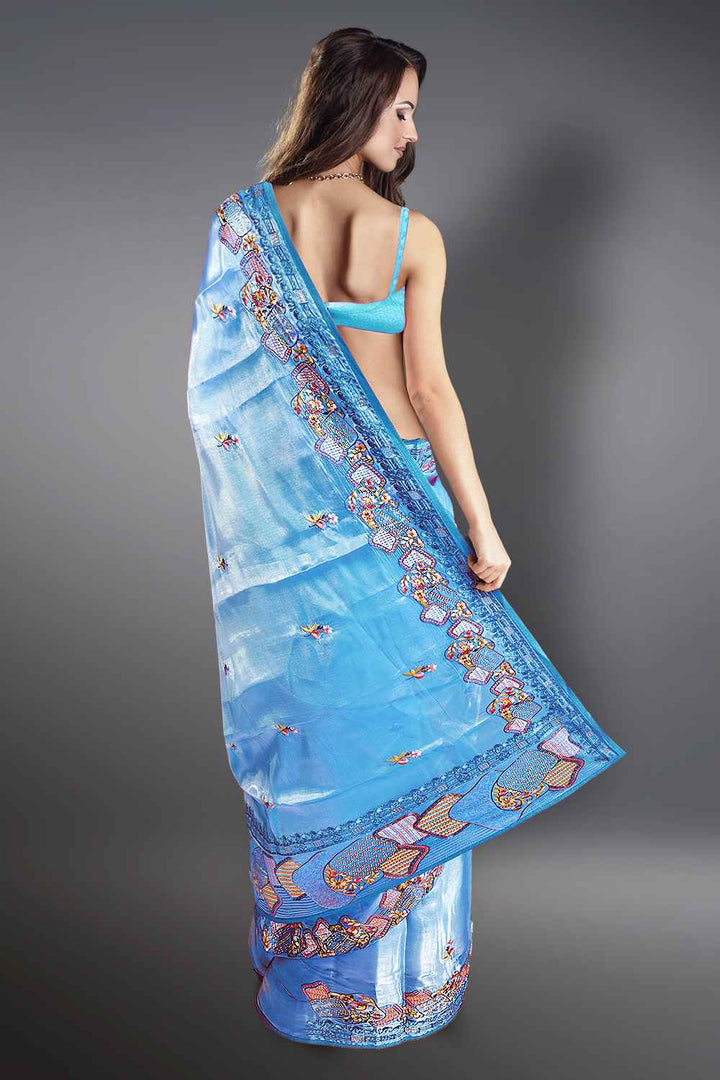 Blue Organza Saree