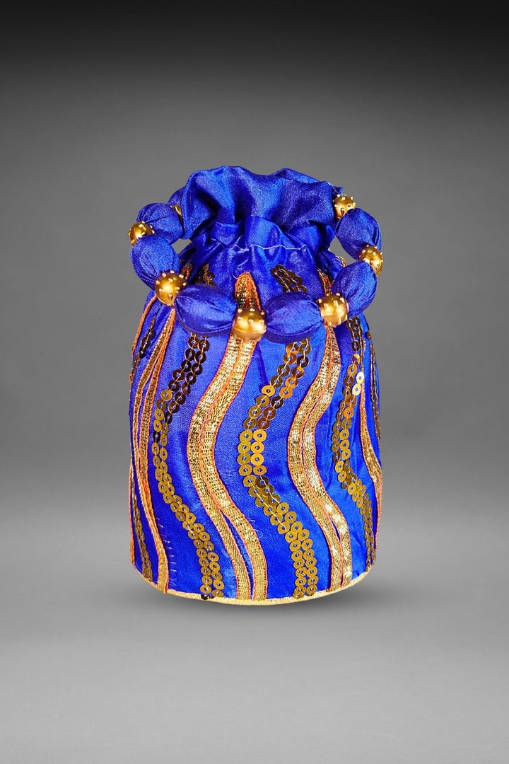 blue Sequin potli bag