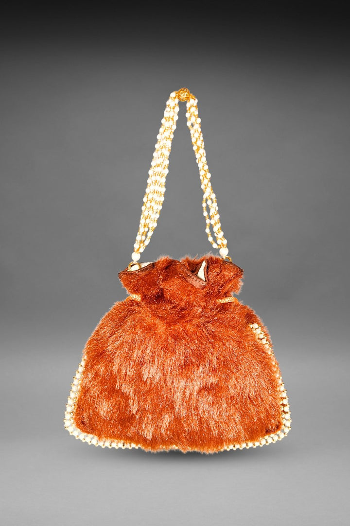 Brown Fur Potli Bag