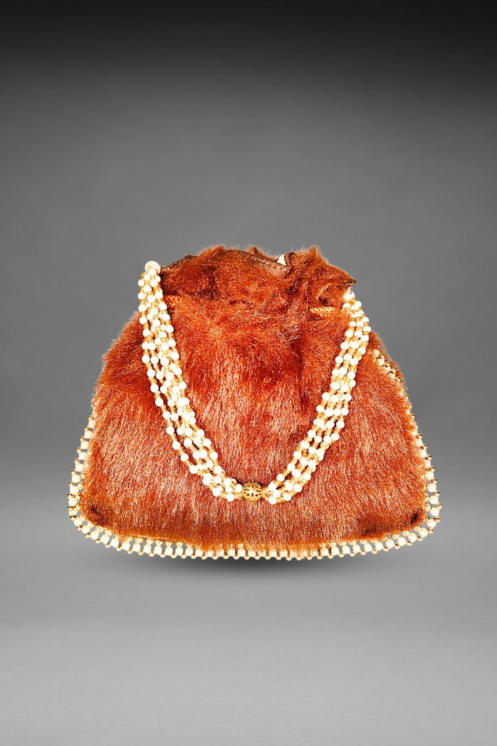 Brown Fur Potli Bag