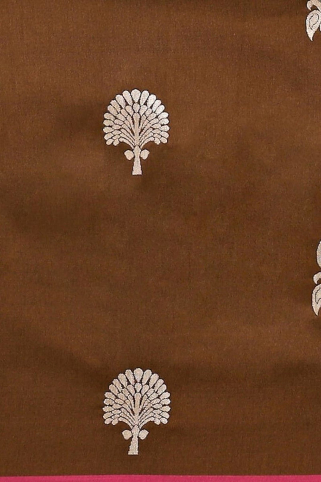 brown saree contrast blouse