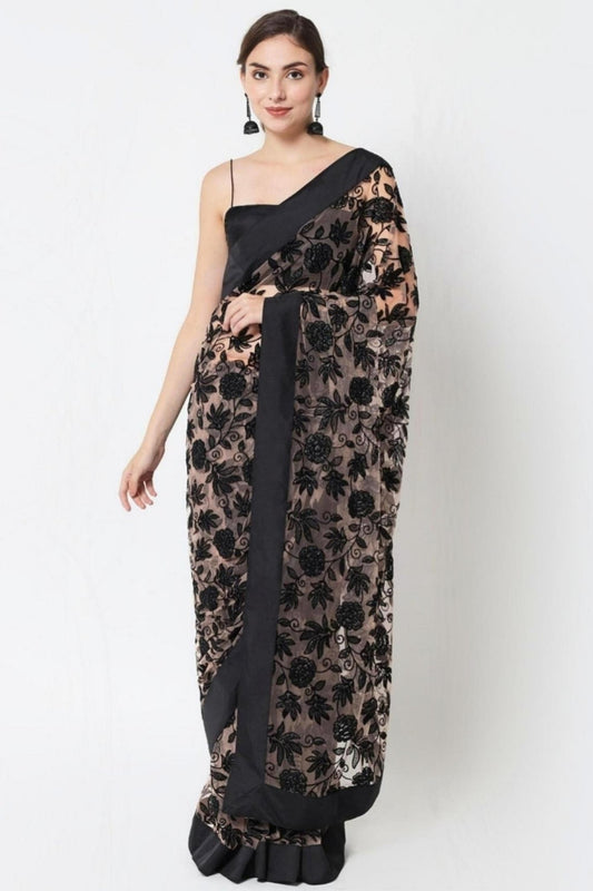 floral net saree - net flower saree