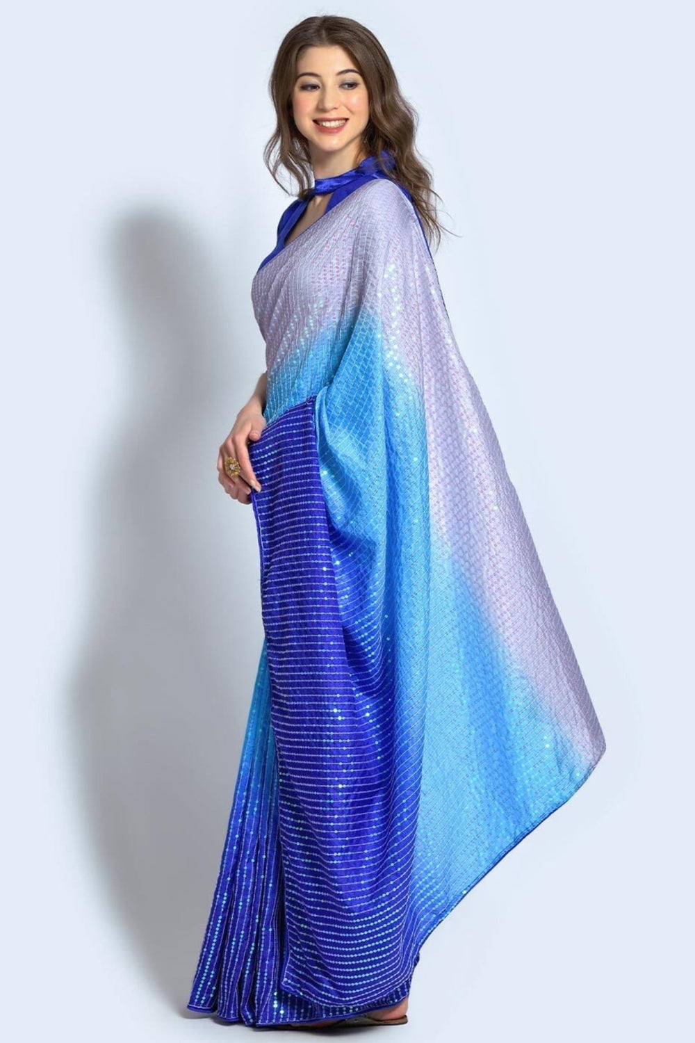 full sequin saree - full sequence saree