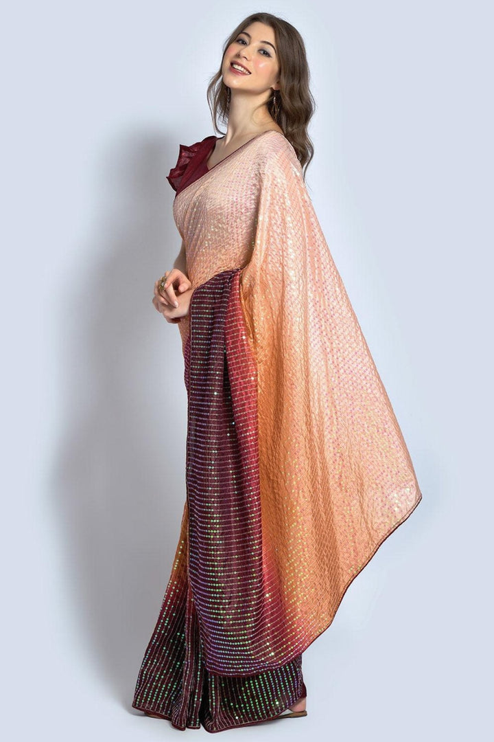 georgette sequin saree - georgette sequence saree