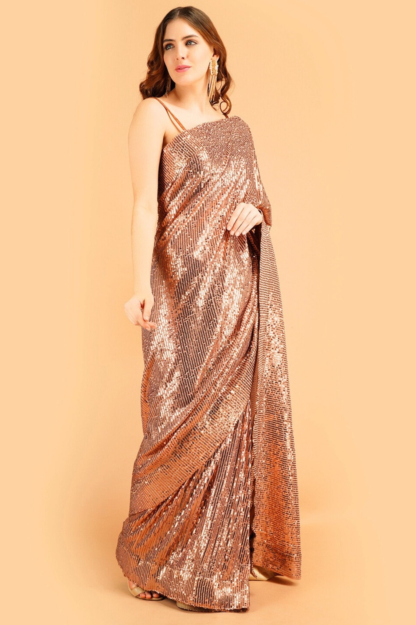 Shop the Hottest Golden Sequin Saree Online Now