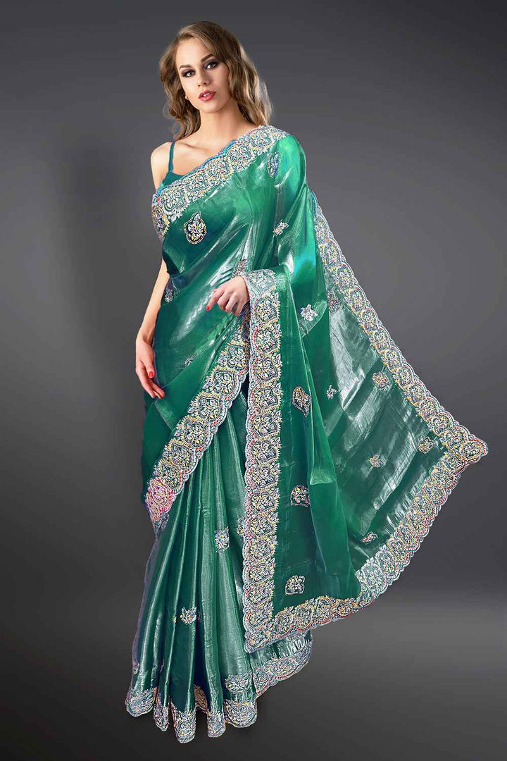 Green Organza Saree