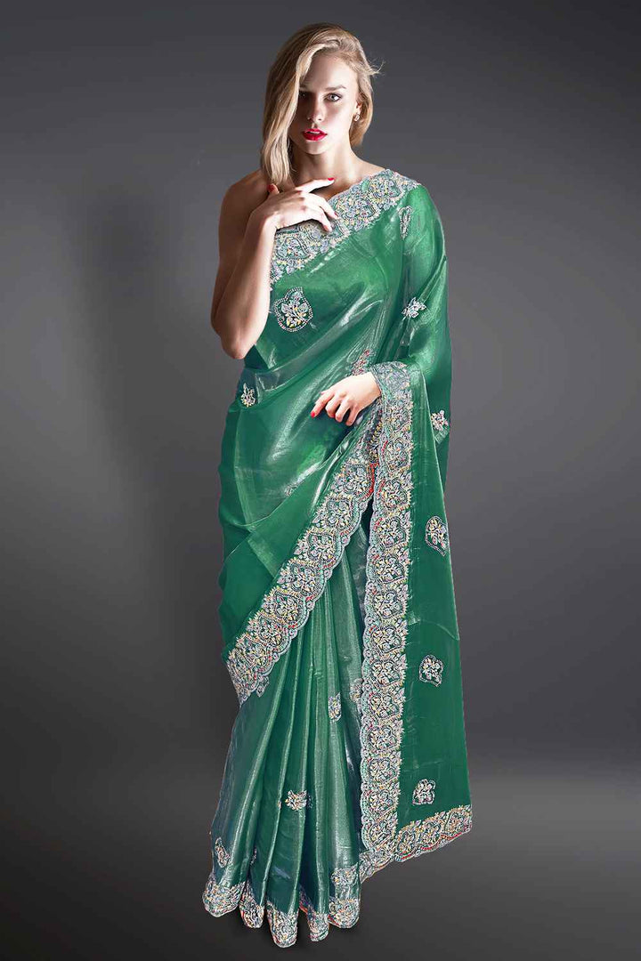 Green Organza Saree