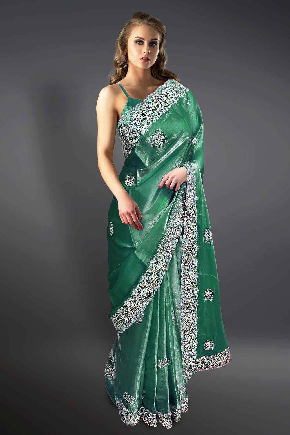 Green Organza Saree