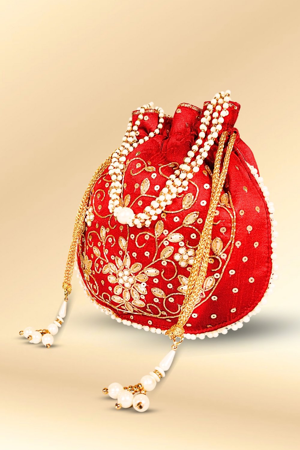 maroon party wear potli bag