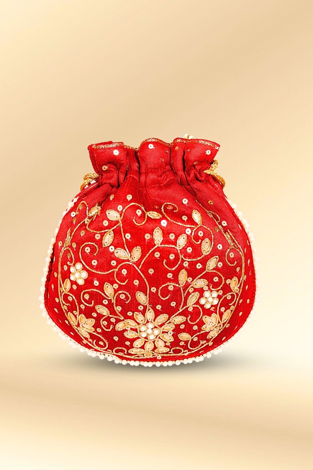 maroon party wear potli bag