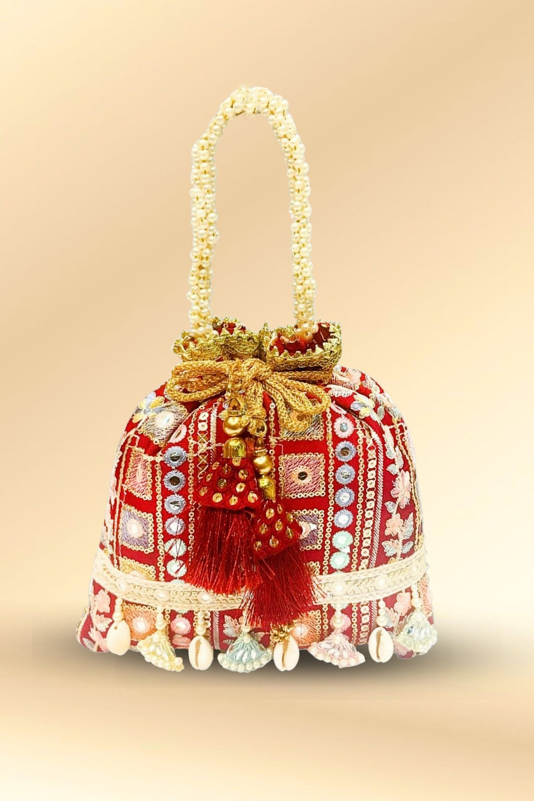 maroon potli bag