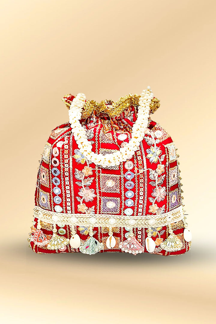 maroon potli bag