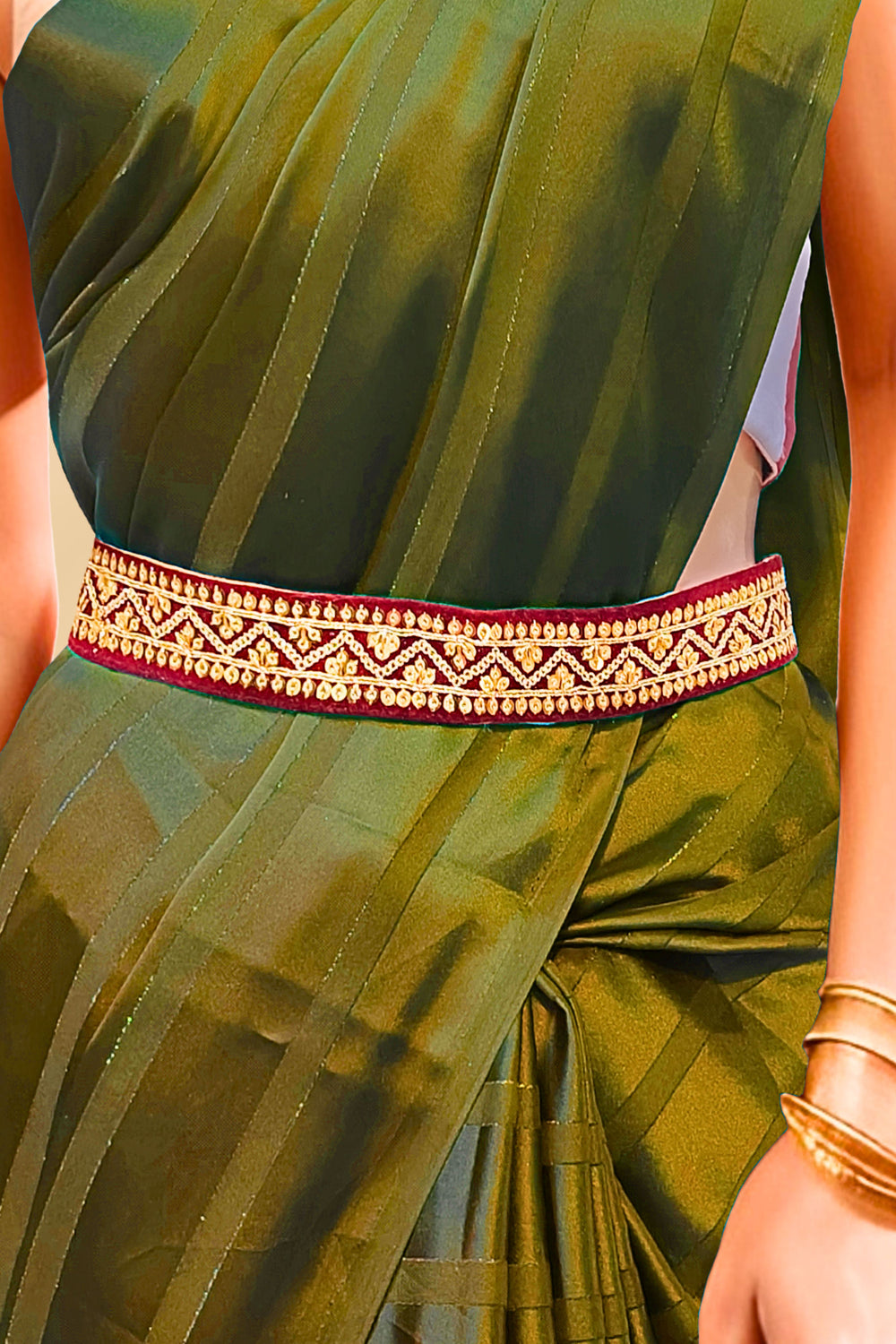 maroon saree belt