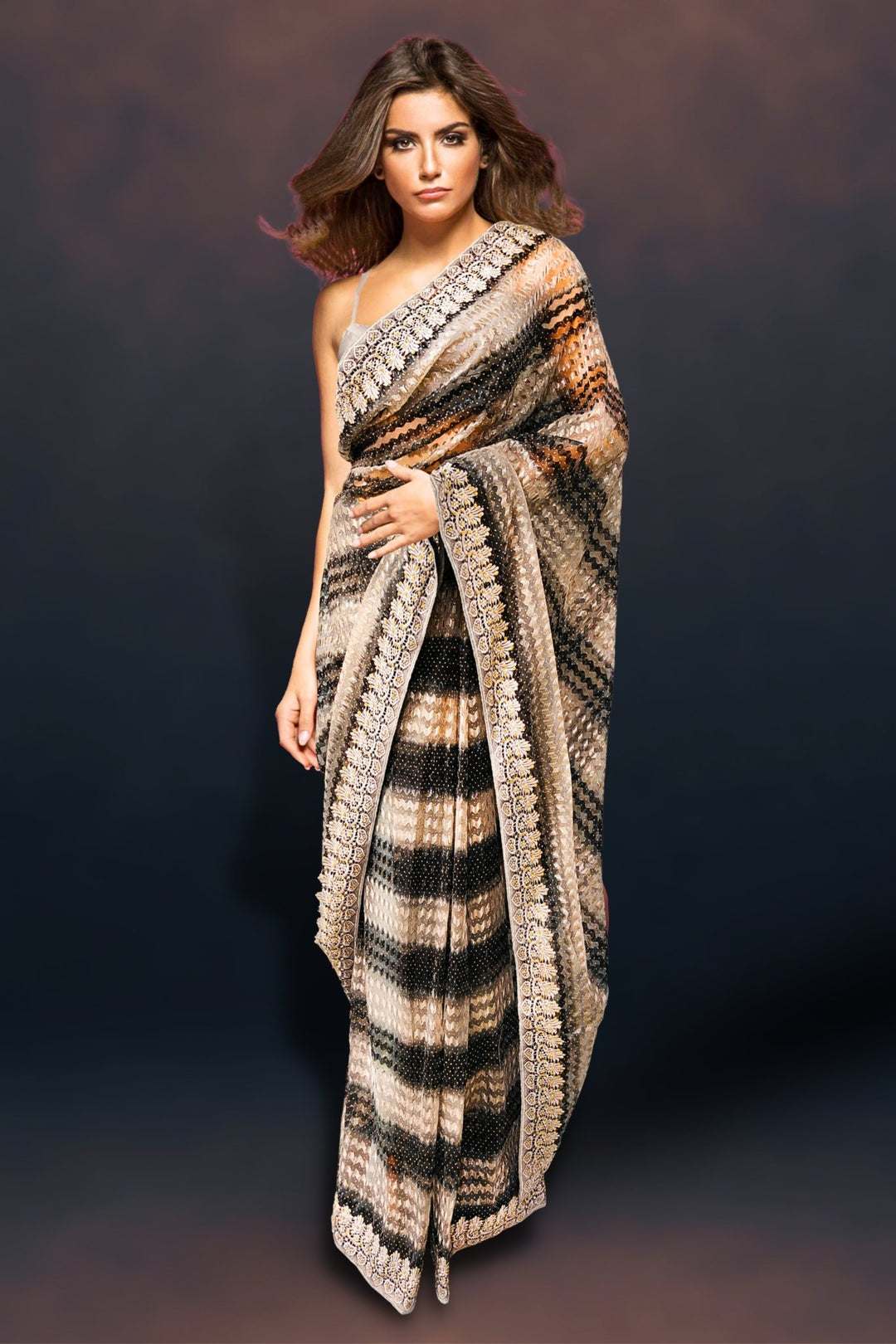 modern net saree - modern trendy net saree -  modern net sarees online shopping
