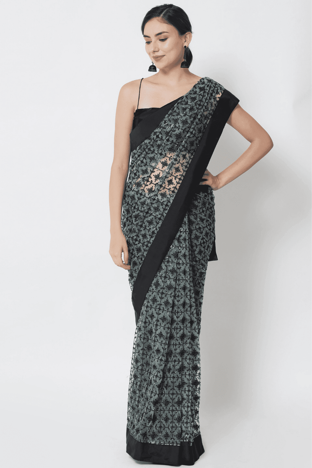 net sequin saree - net sequence saree