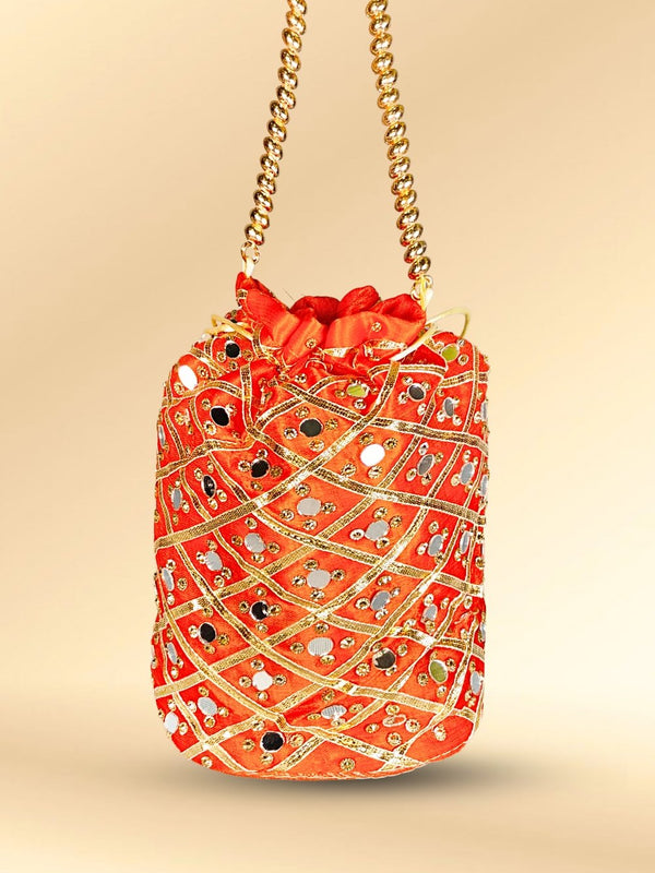 Orange Potli Bag