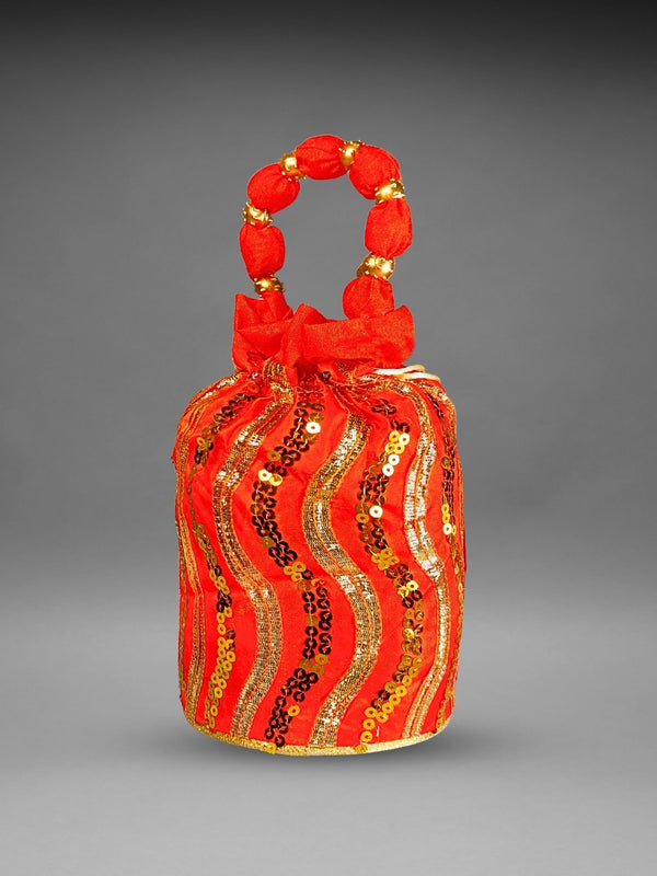 Orange Sequin Potli Bag