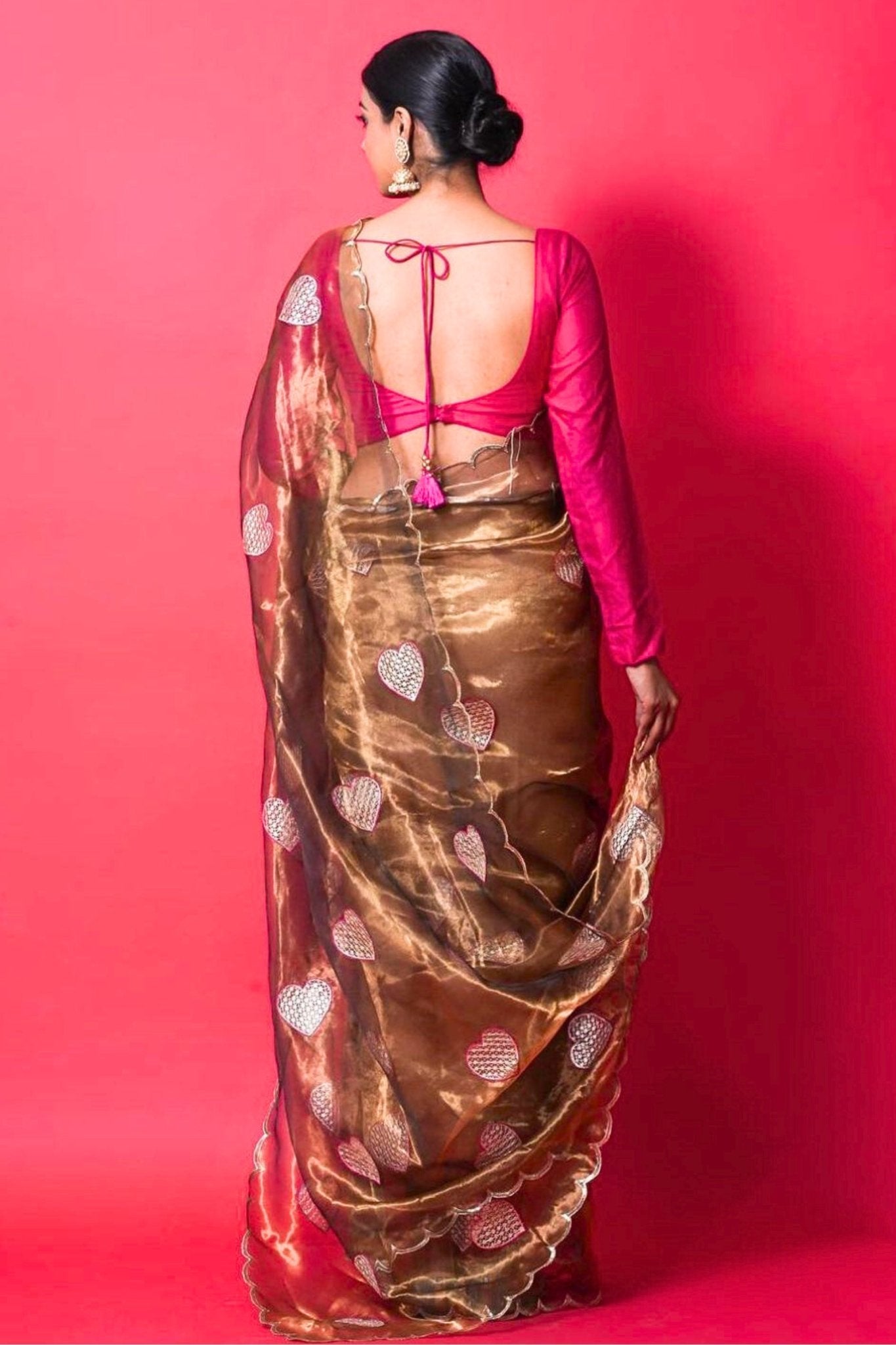 Organza Silk Yellow Saree online in USA | Free Shipping , Easy Returns -  Fledgling Wings