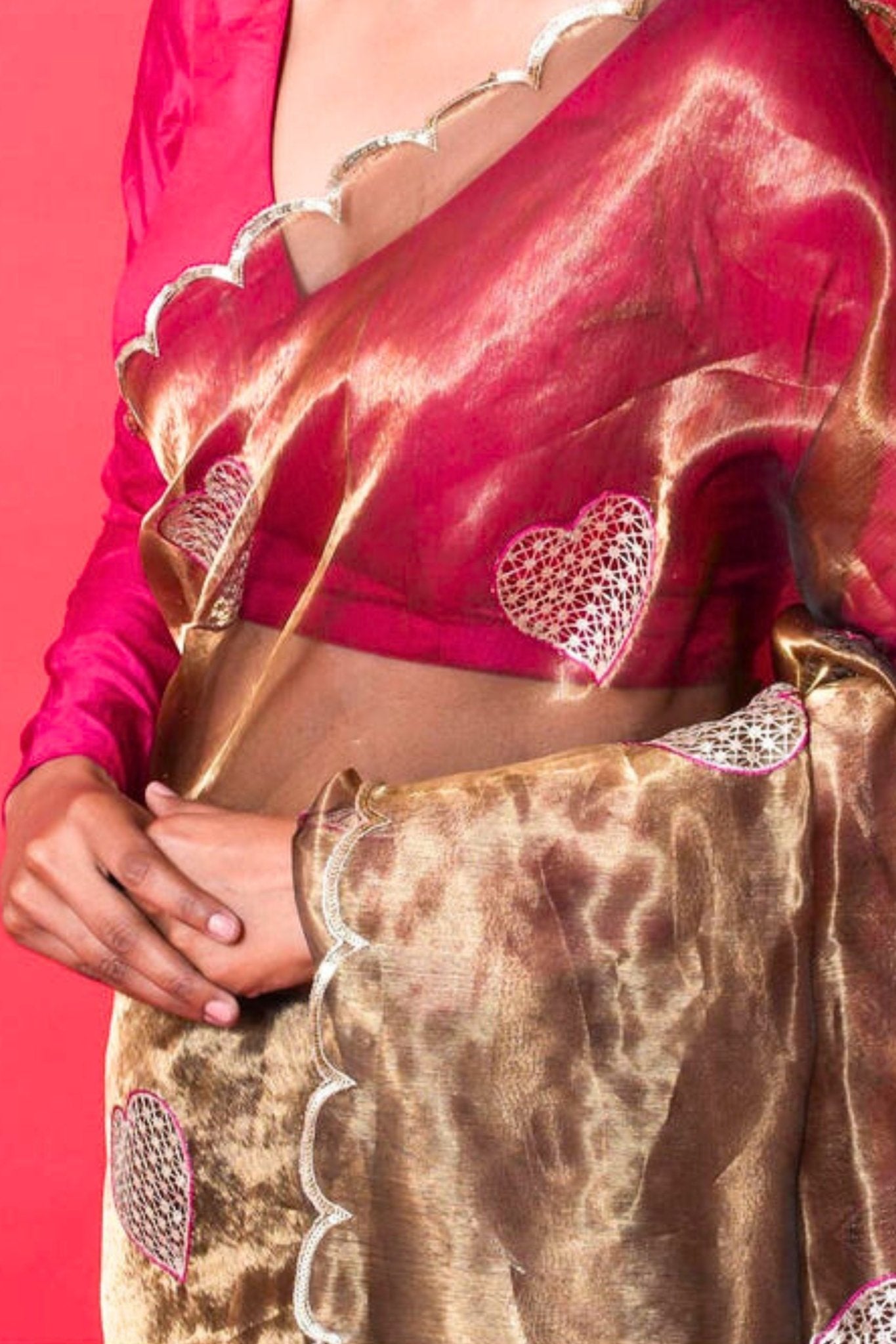 Banarasi Organza saree in light pink, adorable festive wear