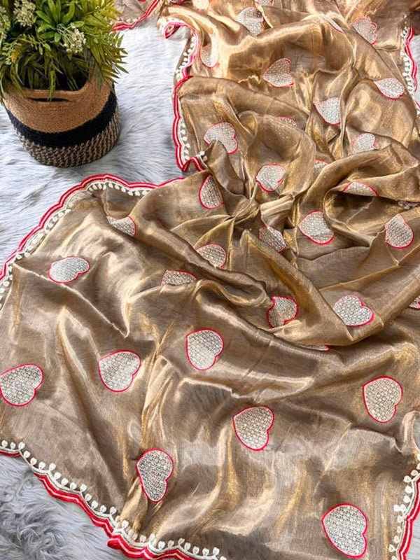 Organza Silk Saree with Embroidery