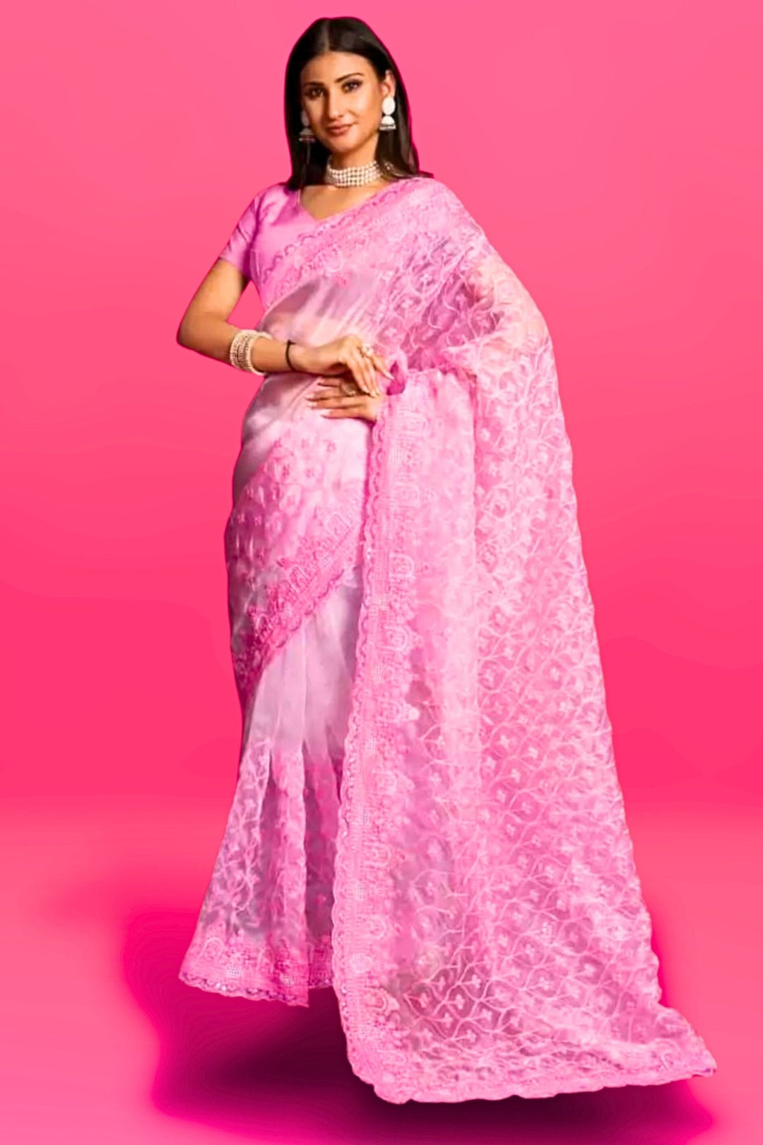 party wear organza saree
