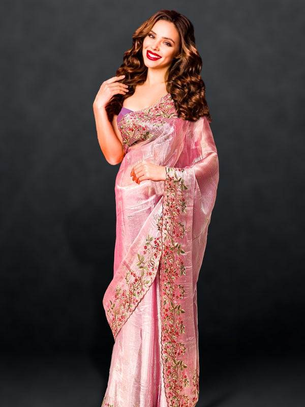 pastel pink saree - pastel pink color saree