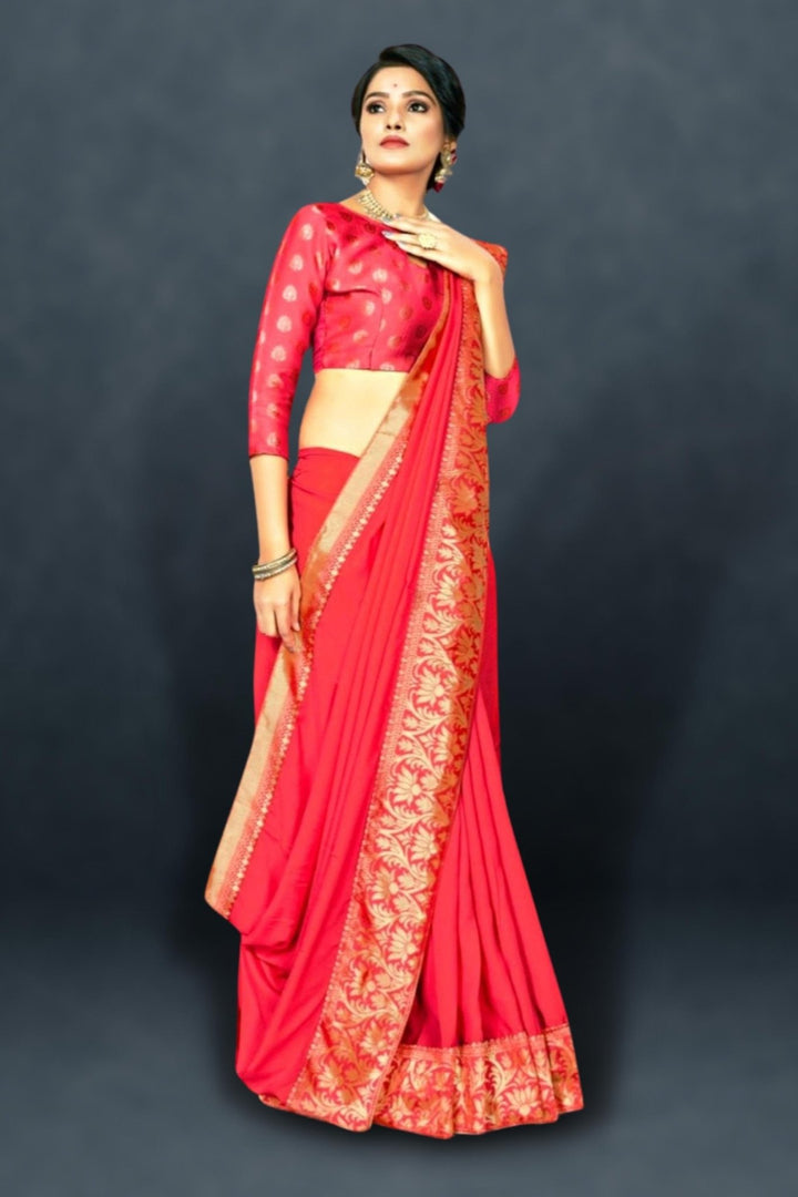 peach silk saree