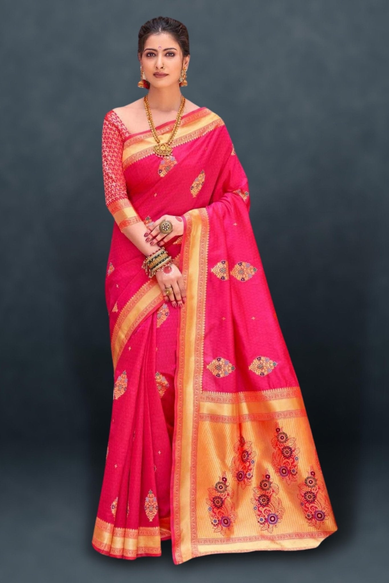 pink banarasi saree - pink colour banarasi saree - bridal pink banarasi saree