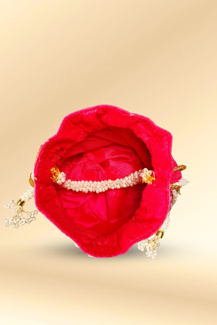 pink beaded potli bag