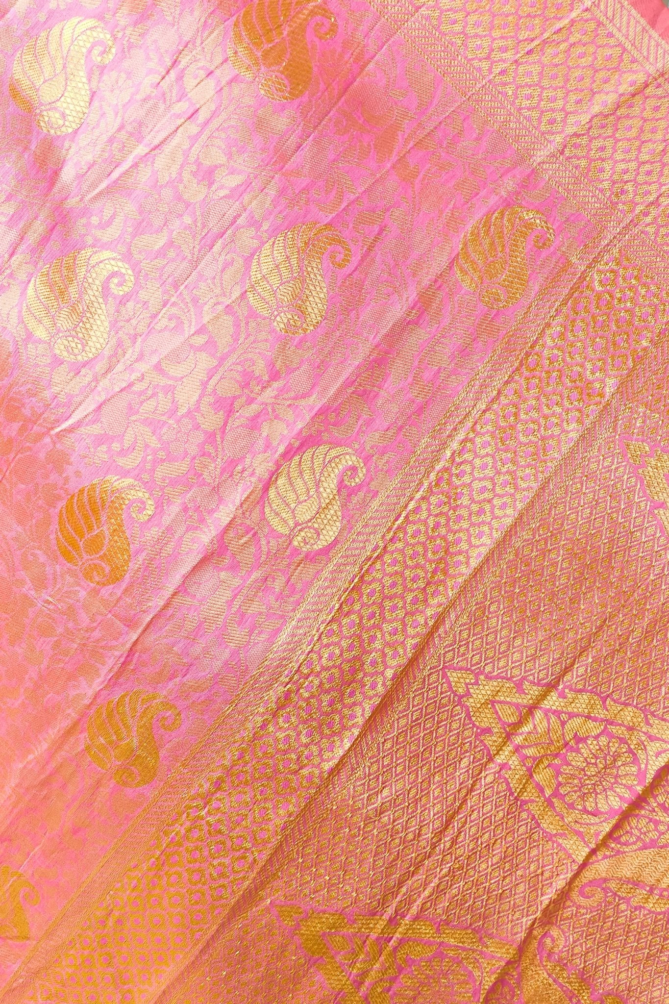 pink kanchipuram saree - pink kanchipuram silk saree - baby pink kanchipuram silk saree - kanchipuram pink saree