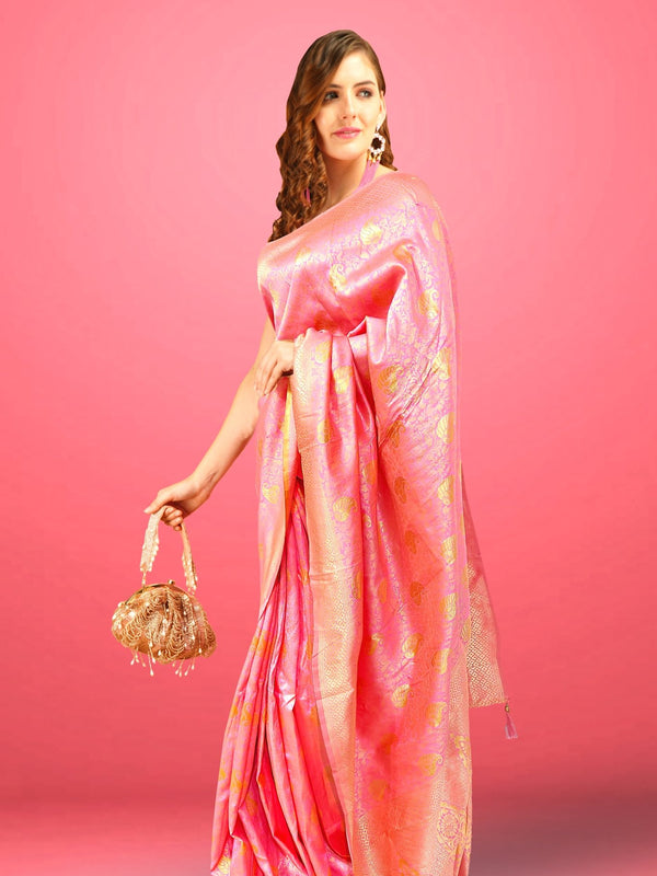 pink kanchipuram saree - pink kanchipuram silk saree - baby pink kanchipuram silk saree - kanchipuram pink saree